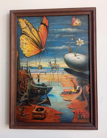 art-decoration-tableau-peinture-huile-toile-surrealisme-papillon