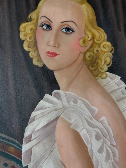 art-decoration-tableau-peinture-huile-toile-moderne-portrait-feminin-femme-personnage-d'aprés Gerda Wegener