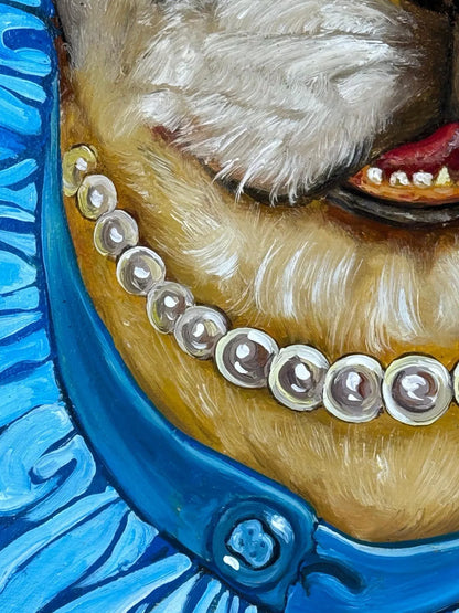 art-decoration-tableau-peinture-huile-toile-surrealisme-portrait-chien-d'apres Donald Roller