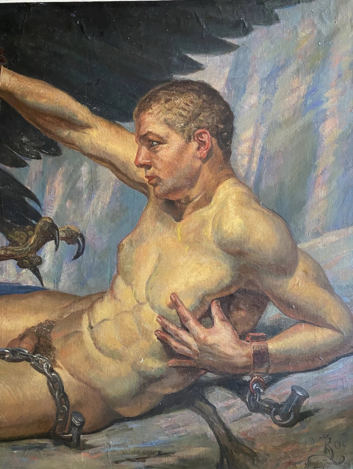 art-decoration-tableau-peinture-huile-toile-Prométhée-mythologie
