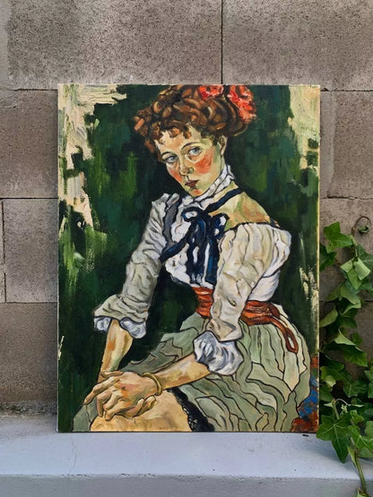ORIGINAL peinture à l'huile sur toile PORTRAIT DE FEMME modernisme