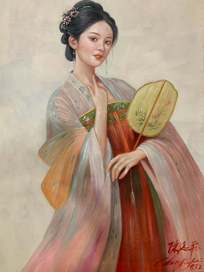 Portrait-traditionel-Peinture à l'huile sur toile "Beauté classique" peinte à la main chinoise par Chen Yifei