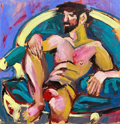 art-moderne-personnages-homme-nu--gay-peinture-huile-toile