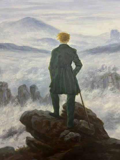 art-paysage-Le marcheur au-dessus de la mer de brouillard-peinture-huile-toile
