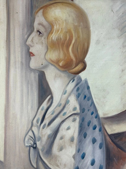 art-decoration-tableau-peinture-huile-toile-moderne-portrait-feminin-femme-profil