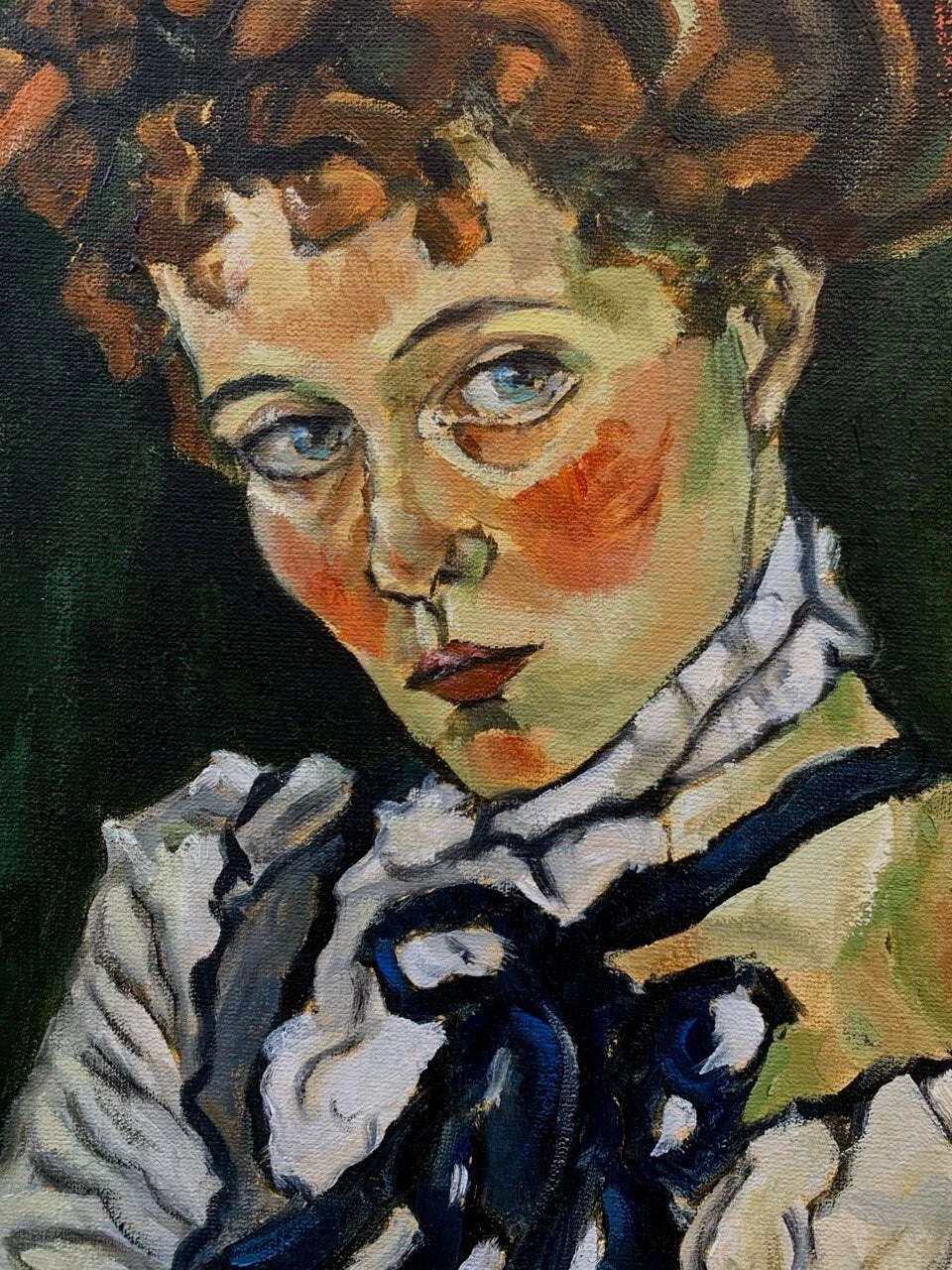 ORIGINAL peinture à l'huile sur toile PORTRAIT DE FEMME modernisme