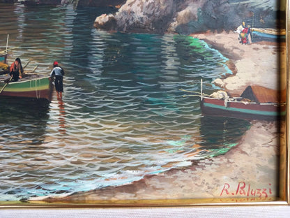 Peinture à l'huile sur panneau "marine" bateaux