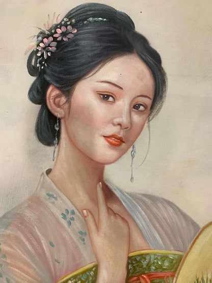 Portrait-traditionel-Peinture à l'huile sur toile "Beauté classique" peinte à la main chinoise par Chen Yifei