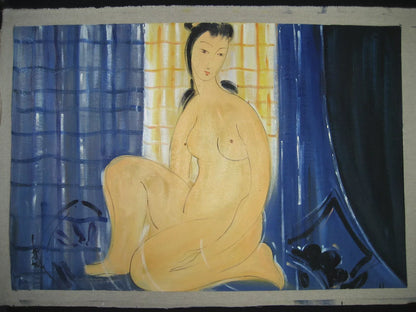 peinture à l'huile chinoise 100 % peinte à la main femme beauté chinoise nue par Lin Fengmian