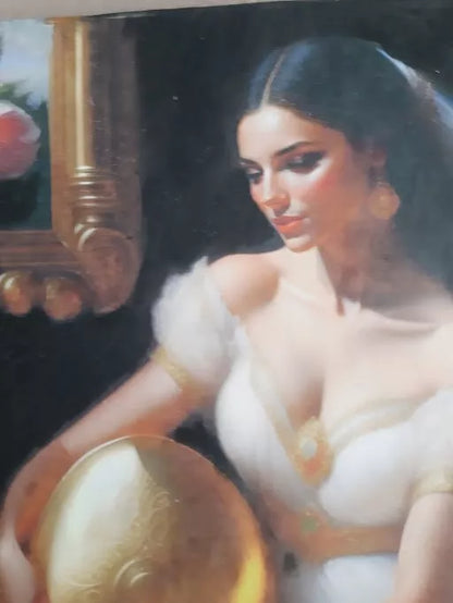 art-decoration-erotique-tableau-peinture-huile-toile-femme-denudée-espagnole