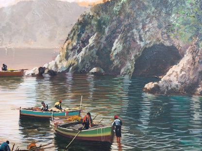 Peinture à l'huile sur panneau "marine" bateaux