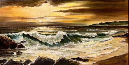 art-decoration-tableau-peinture-huile-toile-paysage-marin-ocean-vague-soleil
