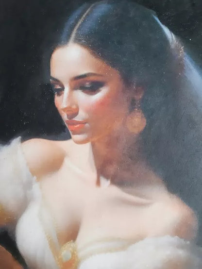 art-decoration-erotique-tableau-peinture-huile-toile-femme-denudée-espagnole