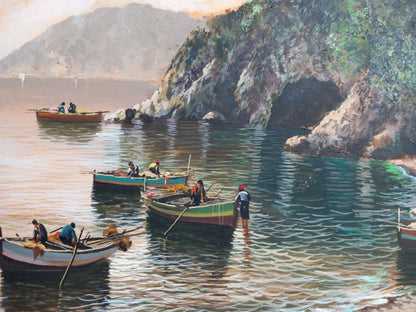 Peinture à l'huile sur panneau "marine" bateaux