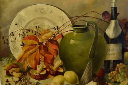 1908 Tableau ancien nature morte, huile, signé et daté, 85 x 72,5 cm