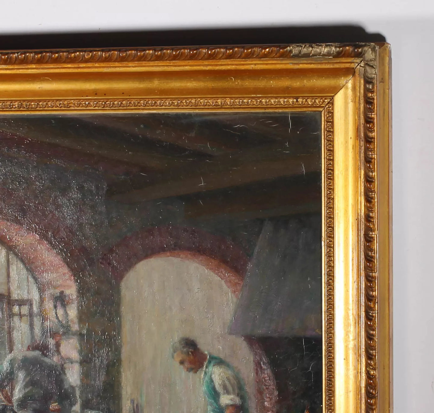 art-decoration-tableau-peinture-huile-panneau-scene-vie-atelier-forgerons