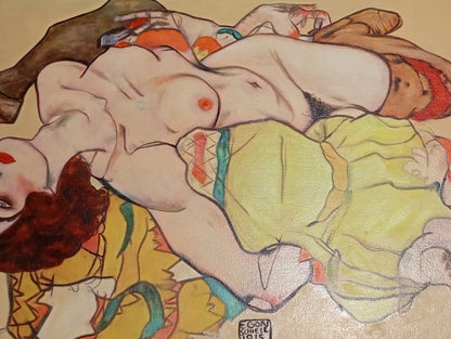 art-decoration-tableau-peinture-huile-toile-moderne-portrait-scene-erotique-d'apres Egon Schiele (Copie)