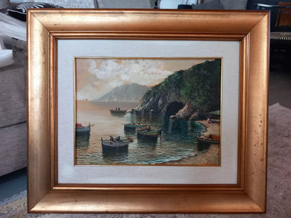 Peinture à l'huile sur panneau "marine" bateaux