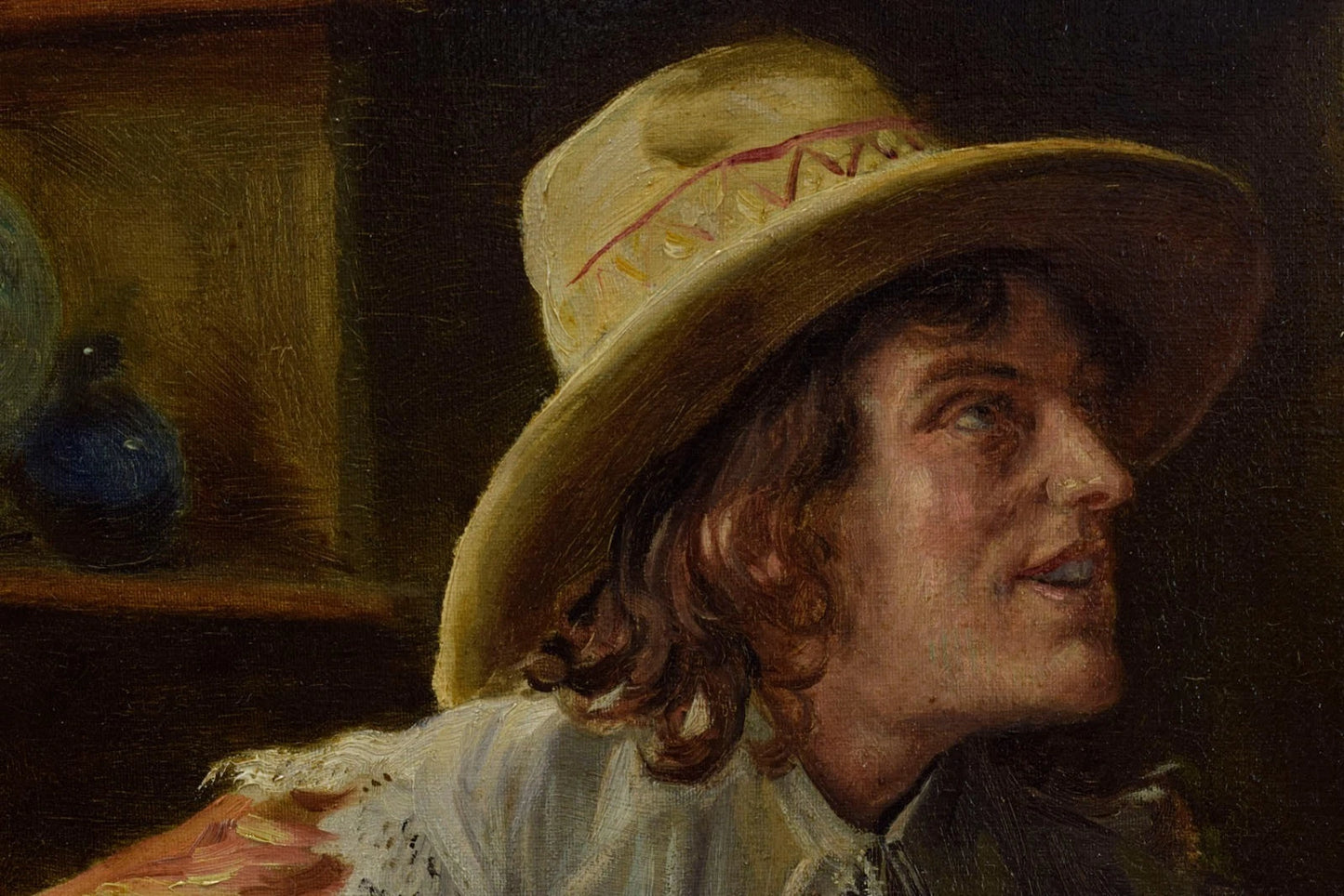 moitié 20. Jh. Tableau ancien, scène de genre dans une taverne, huile, 75 x 56 cm