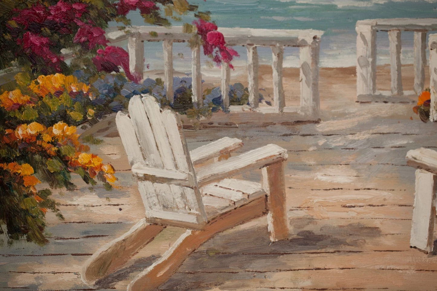 "Maison de plage espagnole", palmiers Impressionnisme originale huile sur toile