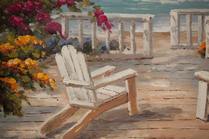 Maison de plage espagnole peinture huile sur toile - Palmiers Impressionnisme Originale