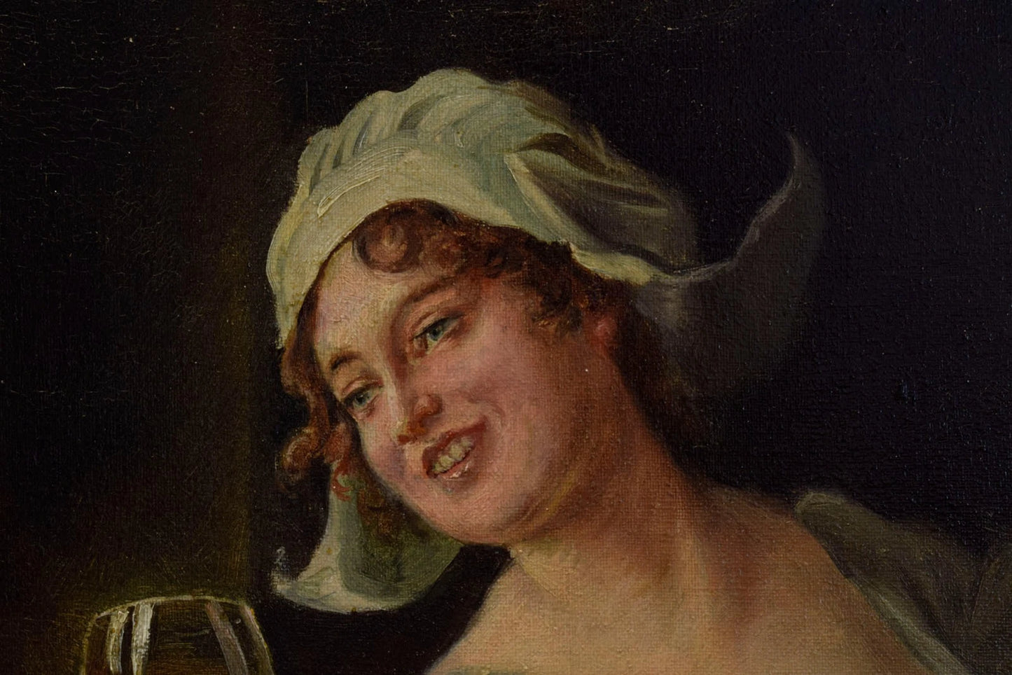 moitié 20. Jh. Tableau ancien, scène de genre dans une taverne, huile, 75 x 56 cm