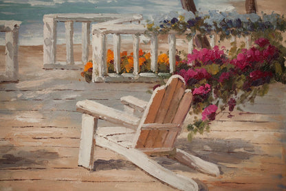 Maison de plage espagnole peinture huile sur toile - Palmiers Impressionnisme Originale