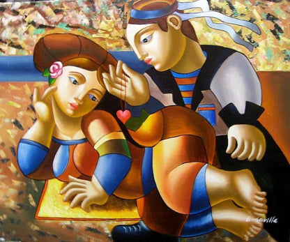 art-decoration-tableau-peinture-huile-toile-moderne-les amants-lovers