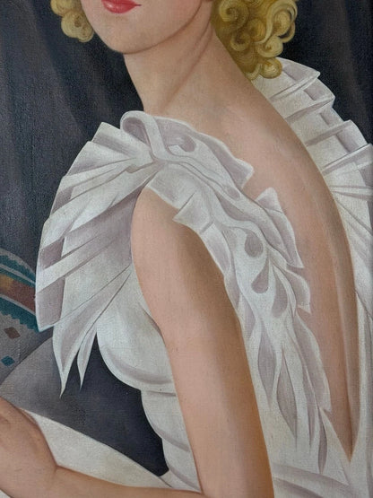 art-decoration-tableau-peinture-huile-toile-moderne-portrait-feminin-femme-personnage-d'aprés Gerda Wegener