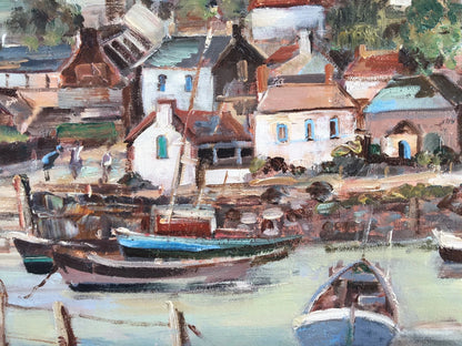 art-decoration-tableau-peinture-huile-toile-Tableau original "PORT", signé : Ira Englefield