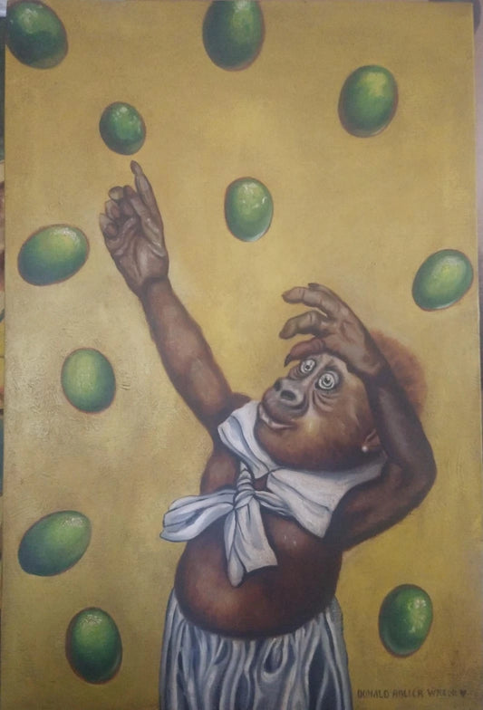 art-decoration-tableau-peinture-huile-toile-surrealisme-portrait-singe