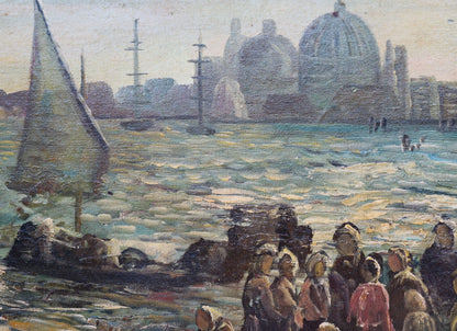 art-decoration-tableau-peinture-huile-toile-paysage-marin-Venise