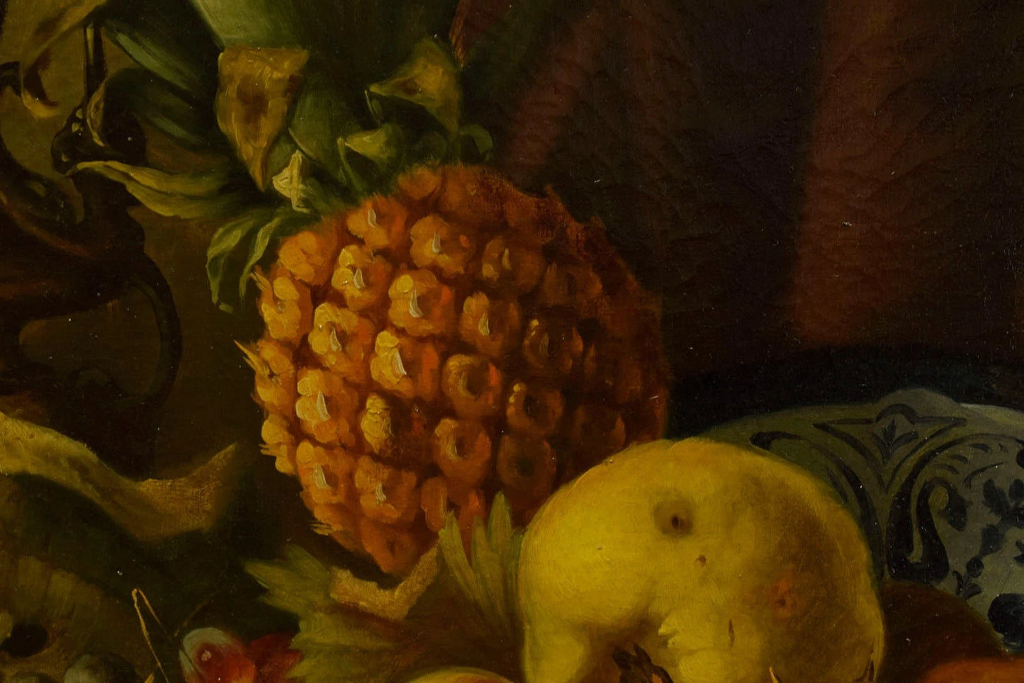 Nature morte 1850-1900 aux fruits et pichet, huile, 68,5 x 55,5 cm
