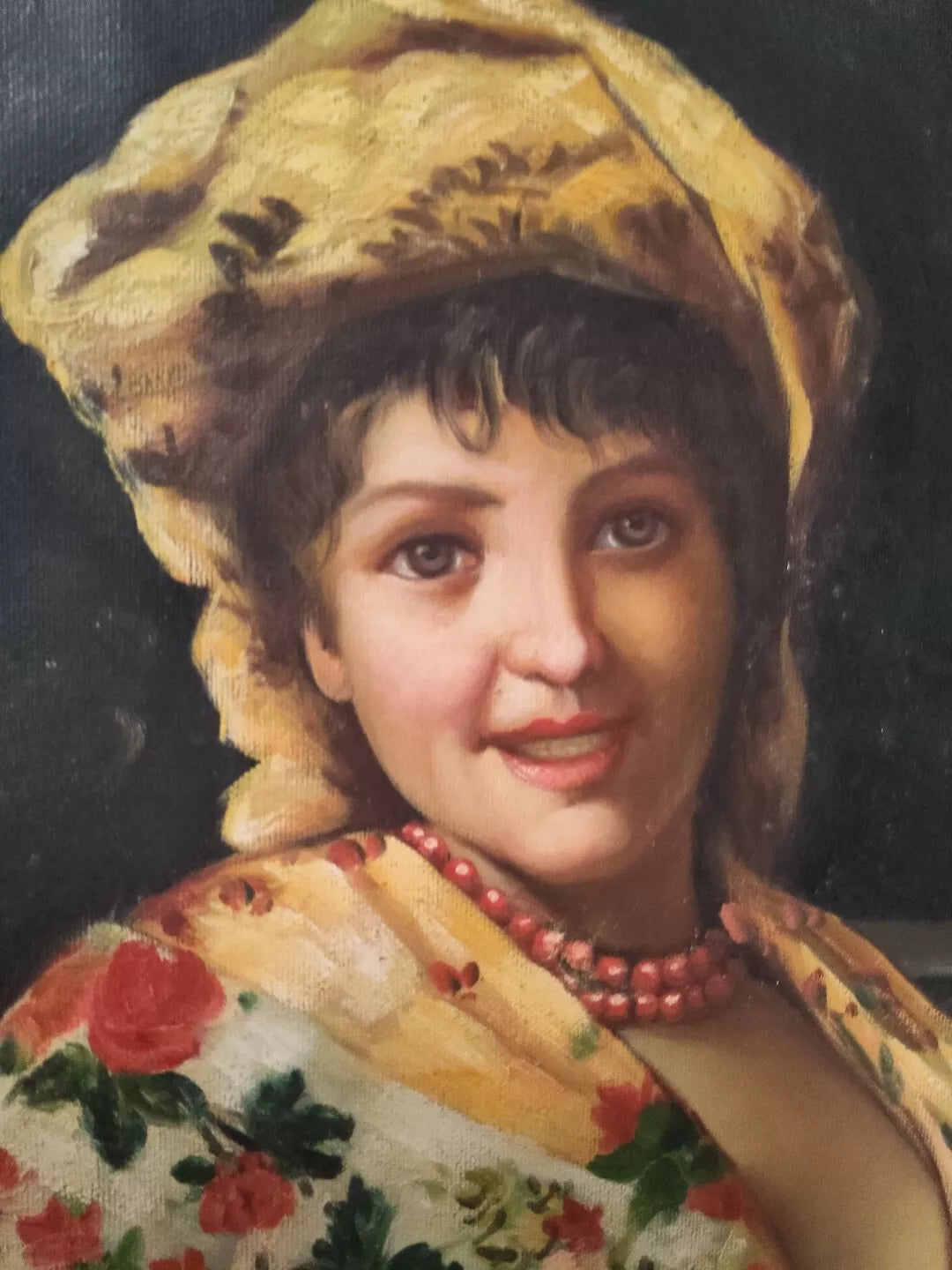 art-portrait-jeune-femme-fleurs-peinture-huile-toile