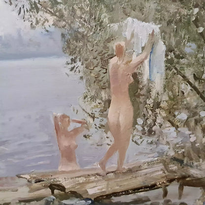 Huile sur toile "Les baigneuses" de Oleg Marouchkine