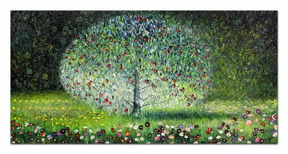 art-decoration-tableau-peinture-moderne-paysage-jardin-pommier-huile-toile