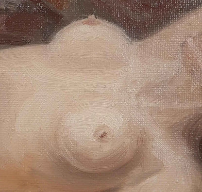 art-érotique-peinture-huile sur toile-originale-femme-endormie-nue