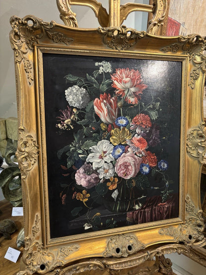 TRES BELLE PEINTURE HUILE ORIGINALE F VAN BALEN fleurs XXème CADRE DORÉ