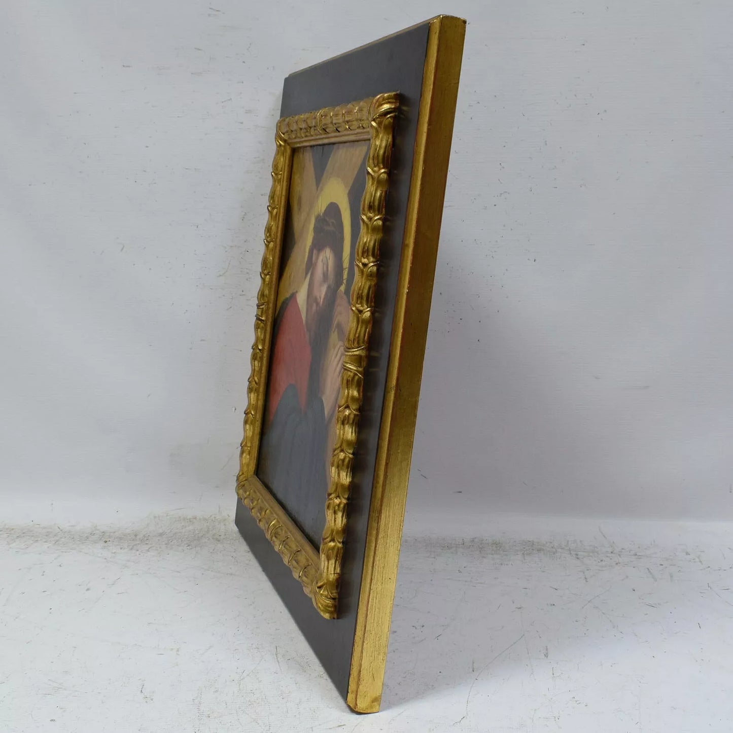 17ème siècle Ancienne peinture à l'huile Jésus dans la couronne d'épines 67x59 cm