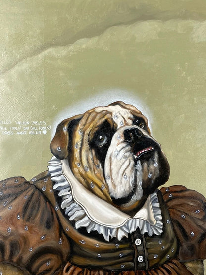 Tableau huile sur toile-d'après Donald Roller Wilson- chien-bulldog