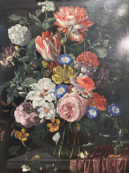 TRES BELLE PEINTURE HUILE ORIGINALE F VAN BALEN fleurs XXème CADRE DORÉ