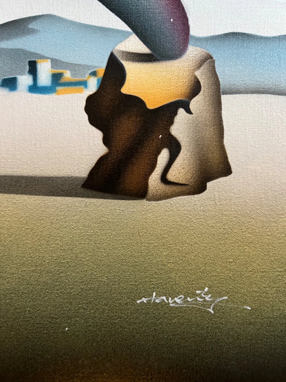 Fusée Cosmique - Peinture Huile Originale sur Toile