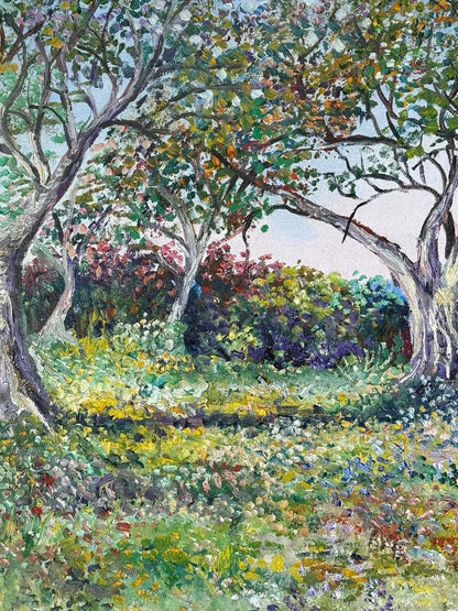art-decoration-tableau-peinture-huile-toile-paysage-campagne-arbre- d'après Monet