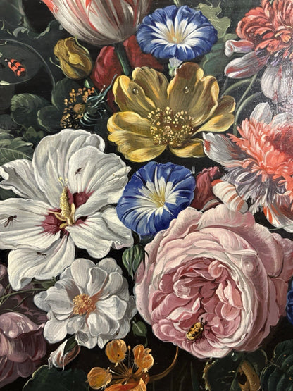 TRES BELLE PEINTURE HUILE ORIGINALE F VAN BALEN fleurs XXème CADRE DORÉ