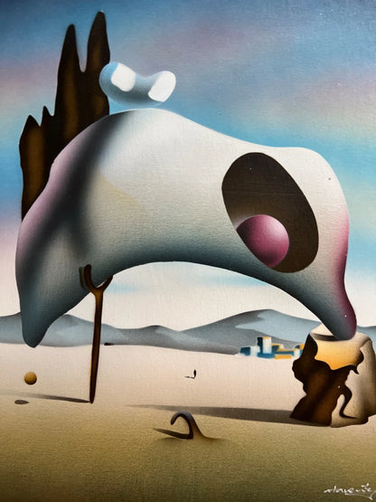 Fusée Cosmique - Peinture Huile Originale sur Toile