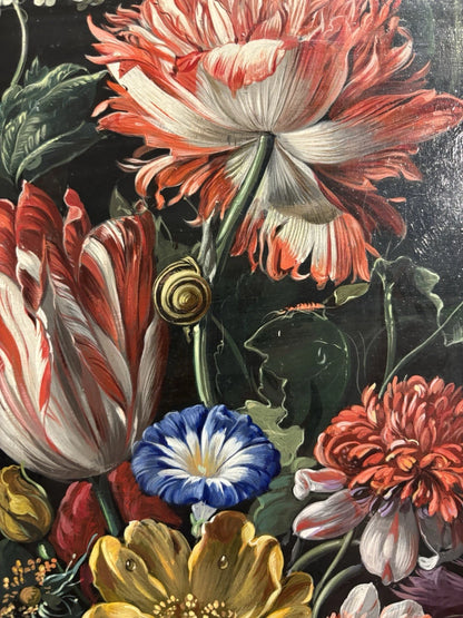 TRES BELLE PEINTURE HUILE ORIGINALE F VAN BALEN fleurs XXème CADRE DORÉ