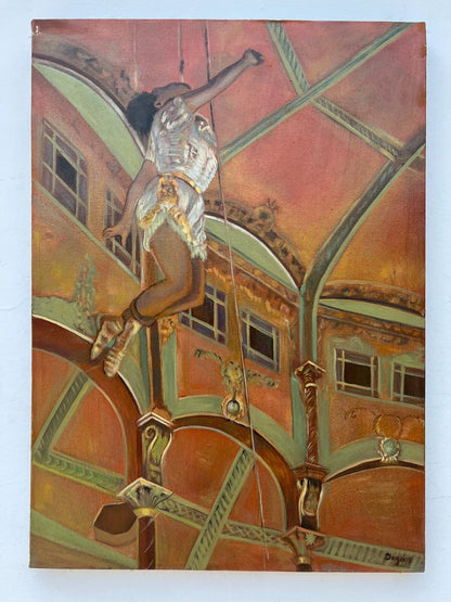 art-decoration-tableau-peinture-huile-toile-scene-cirque-d'après Degas