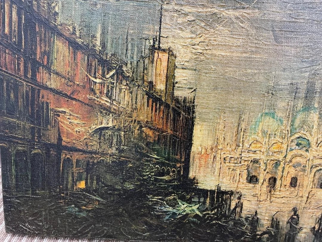 Bouvier de Cachard Piazza San Marco 1964 Peinture à l'huile originale paysage de Venise