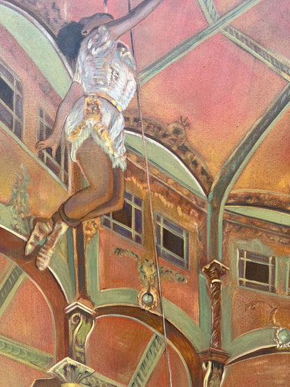 art-decoration-tableau-peinture-huile-toile-scene-cirque-d'après Degas