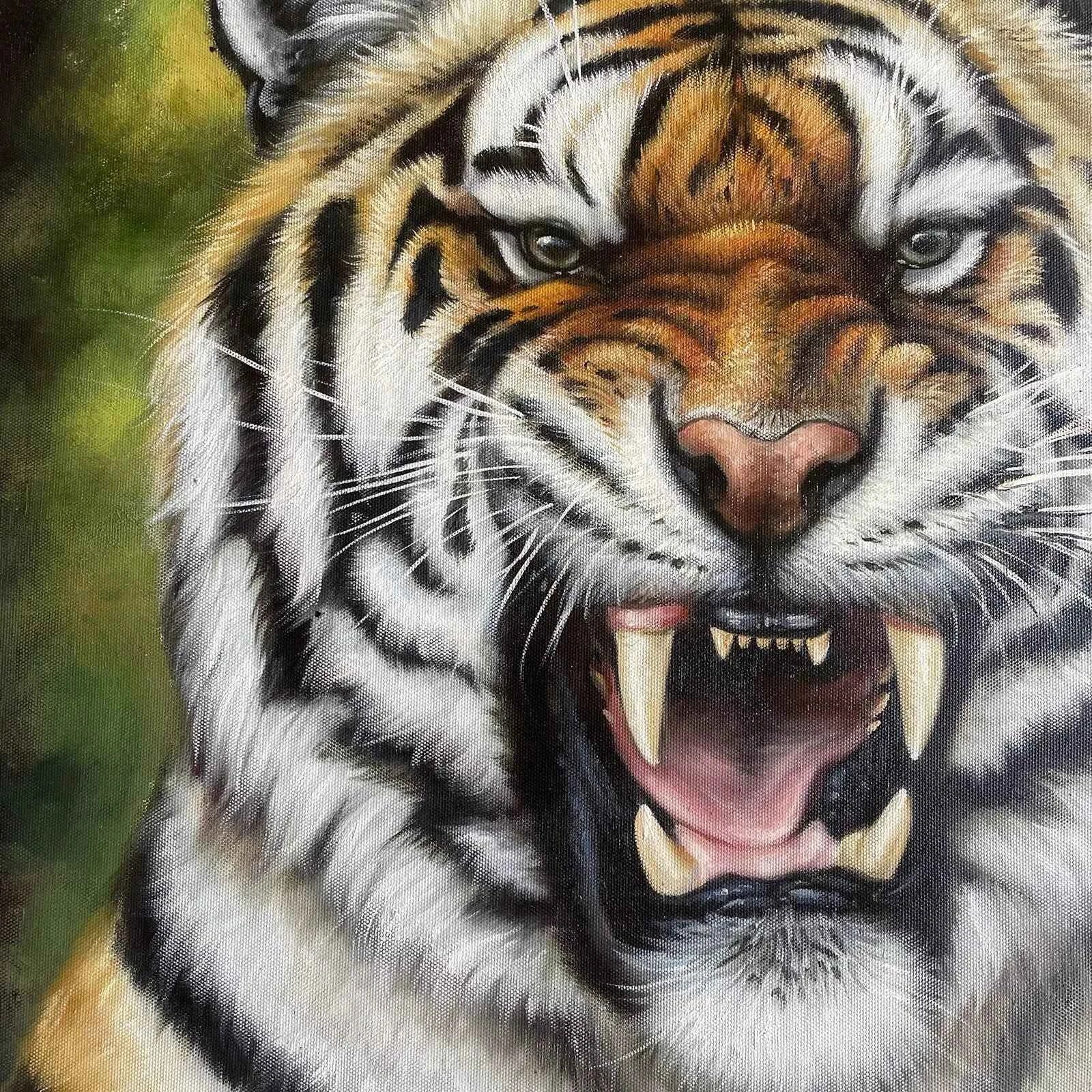 art-figuratif-animalier-tigre-menaçant-tableau-peinture-originale-huile-toile